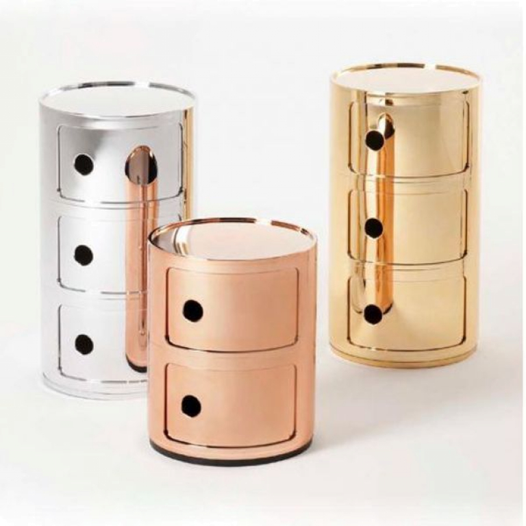 Kartell Componibili kast nachtkast metallic (2 comp.) Ø32 chroom