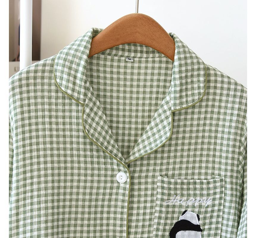 MelMount - Bijpassende pyjamaset voor koppels: geruite top met lange mouwen + broek (verschillende ontwerpen)