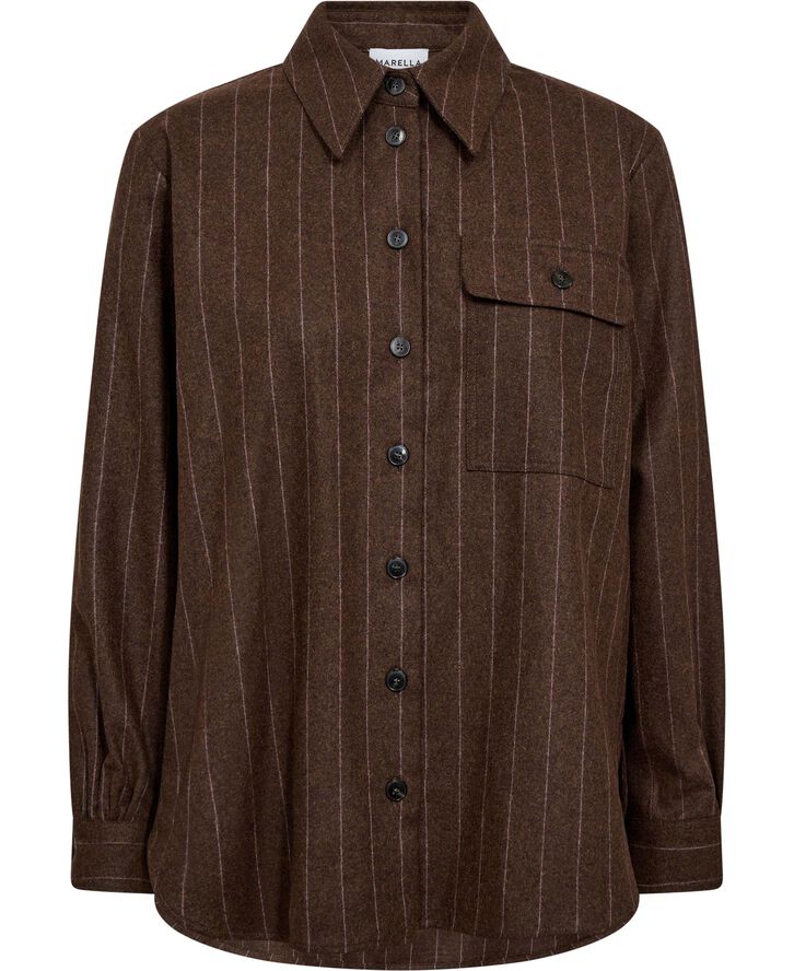 Marella AGORDO Shirt - Virgin Wool Blend Brown