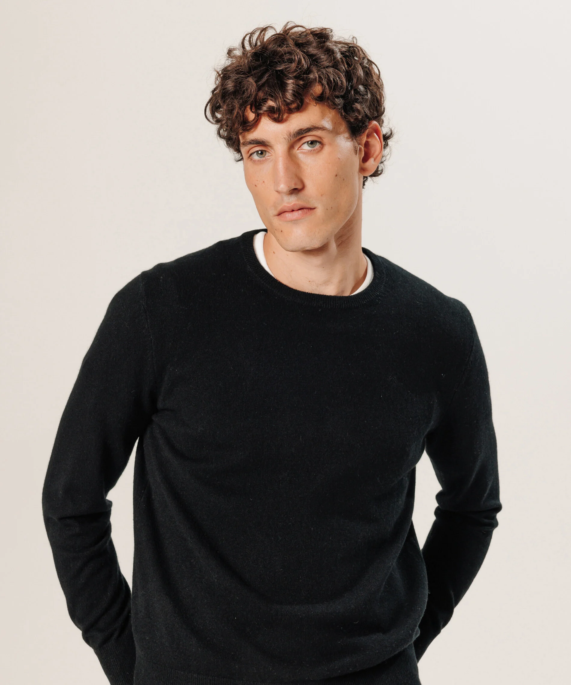 Pull col rond en cachemire | Noir