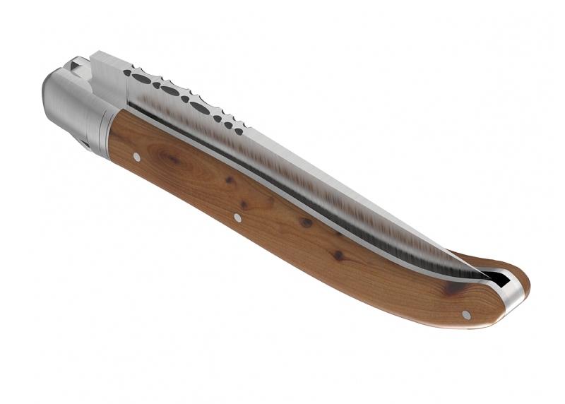 Couteau Laguiole avec un manche en bois de genévrier et 1 mitre en acier inoxydable