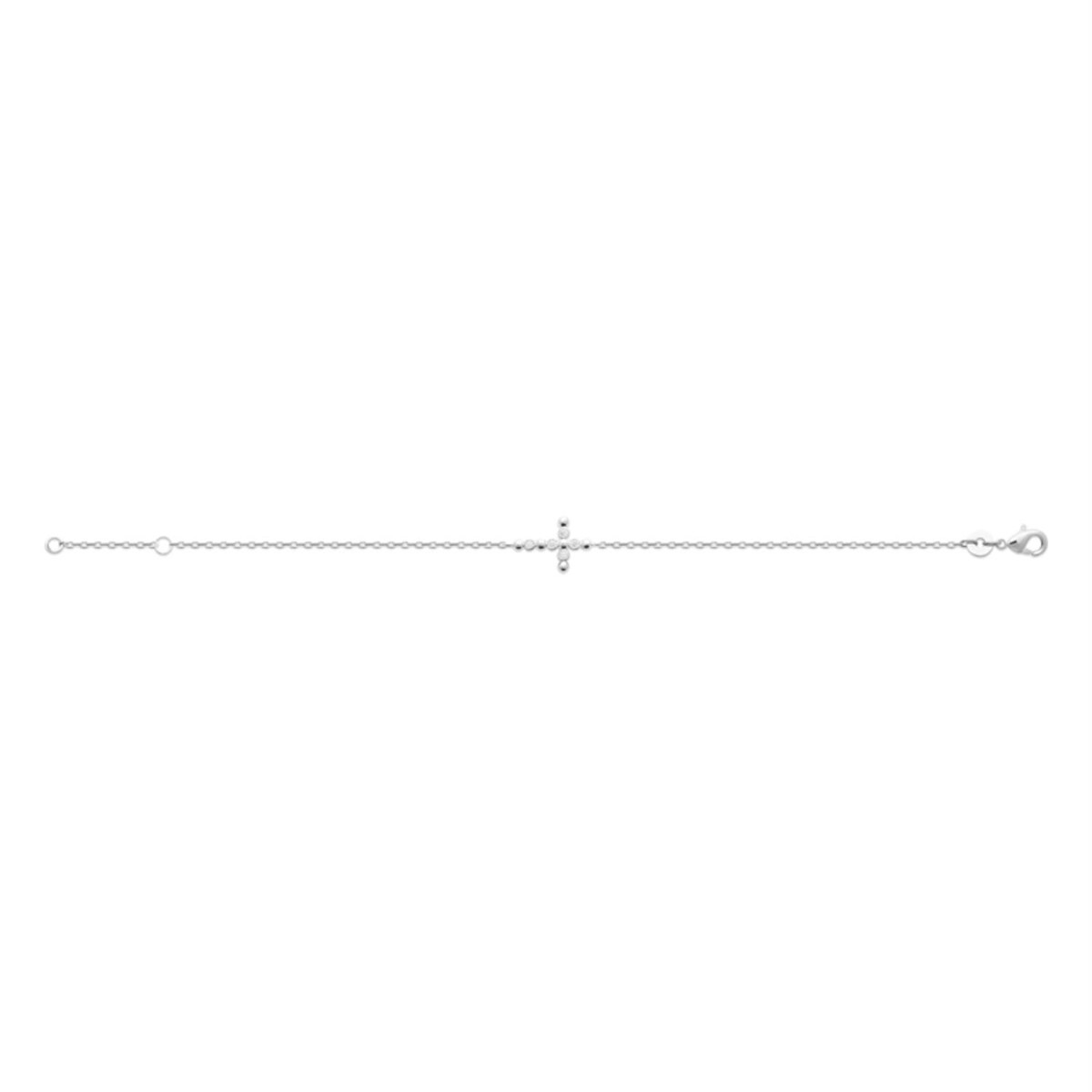 Bracelet croix sertie d'oxydes de zirconiums clos Argent 925 Rhodié