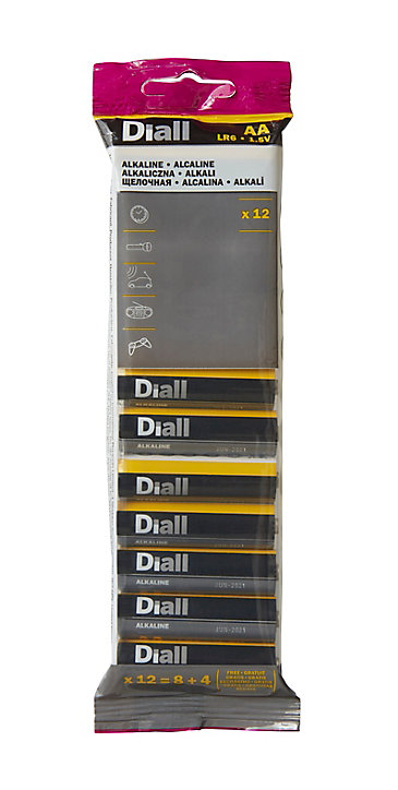 Pile alcaline AA (LR6) Diall, lot de 12