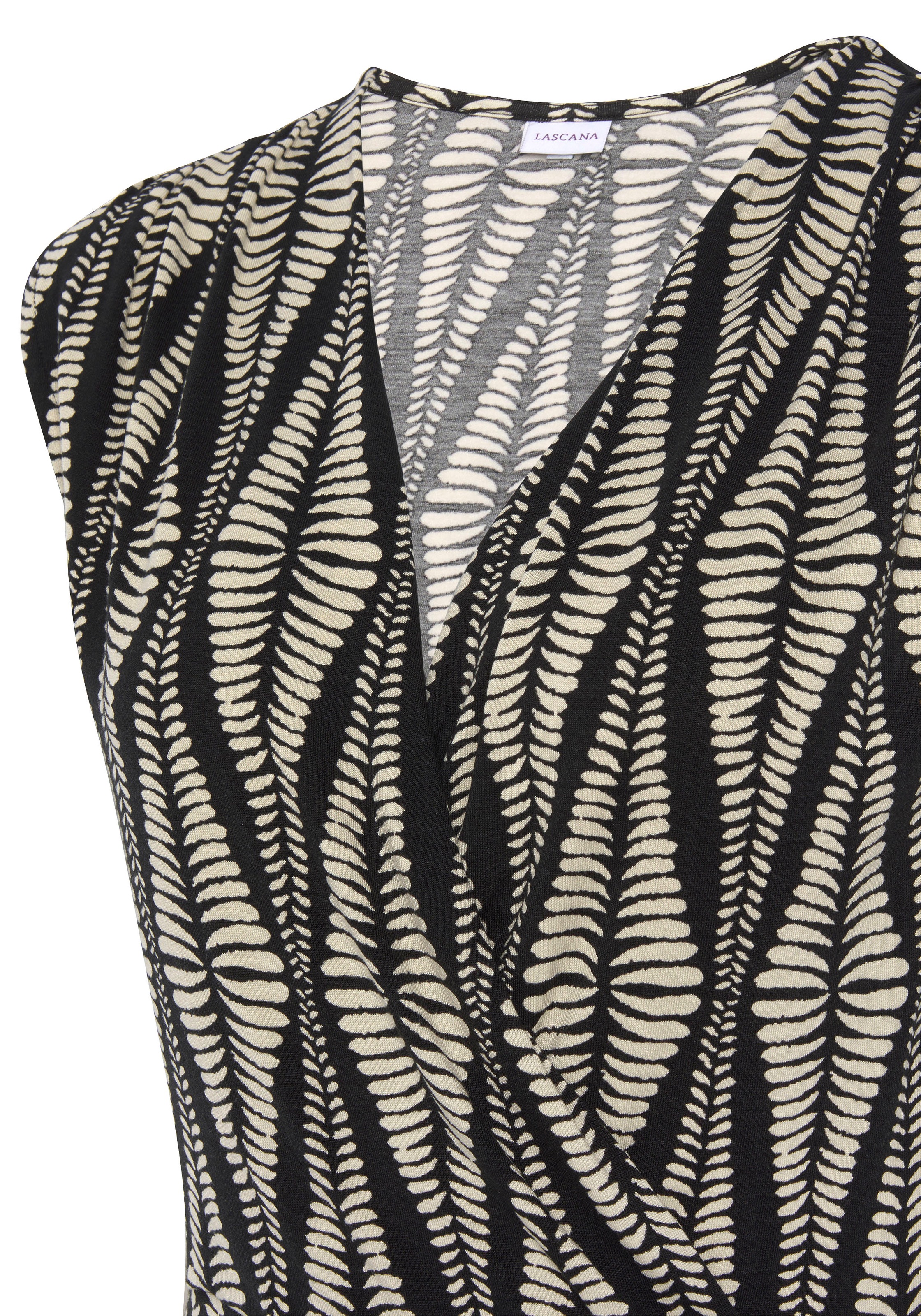 LASCANA Shirttop mit Raffungen an der Schulter, Jerseytop mit Alloverprint