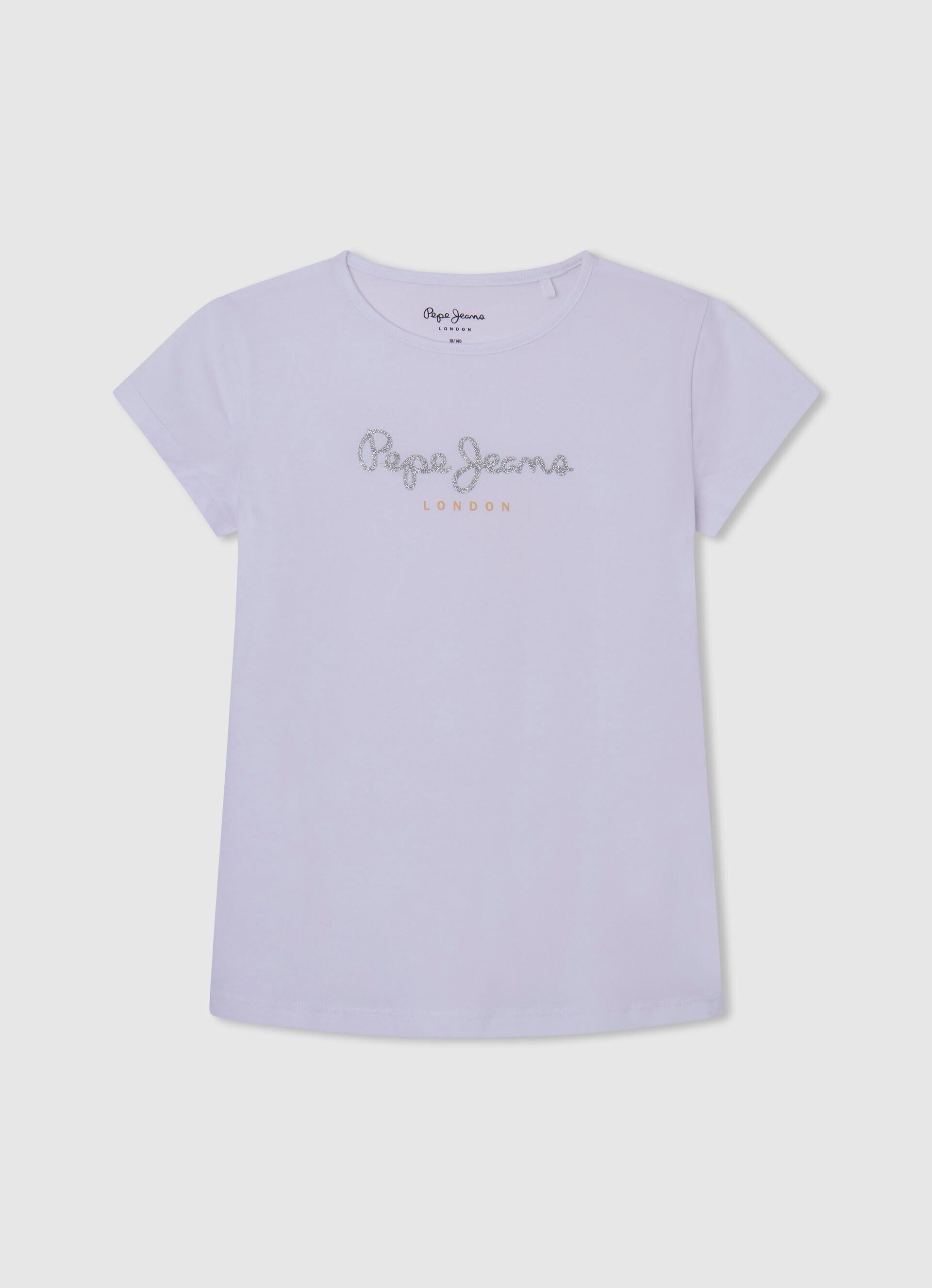 Camiseta com logo com detalhes em glitter - branca