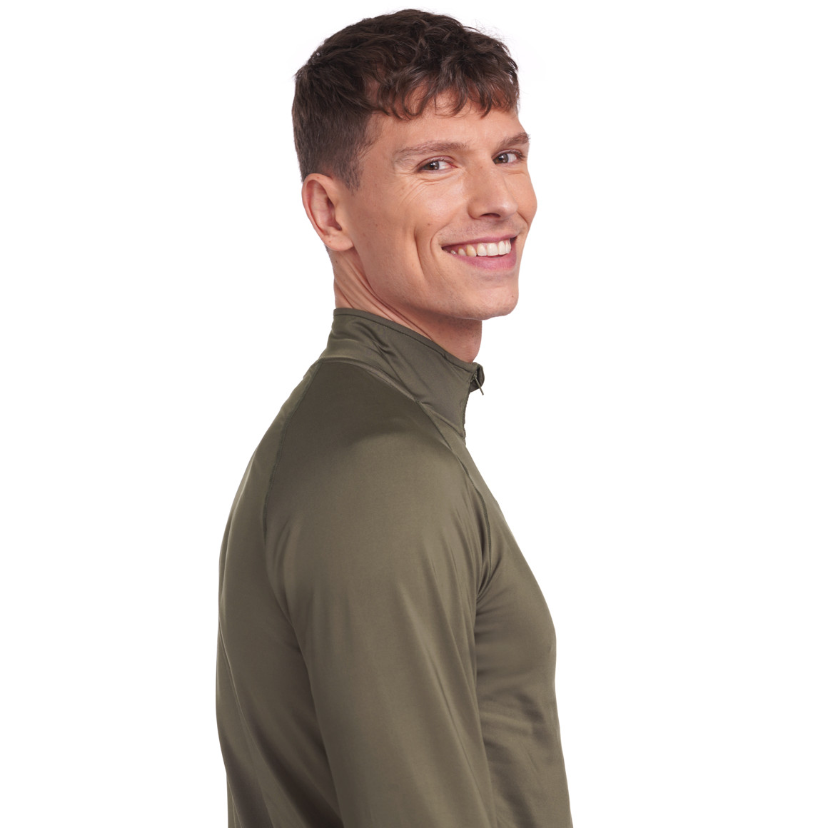 Herren Sport-Langarmshirt mit Zipper oliv