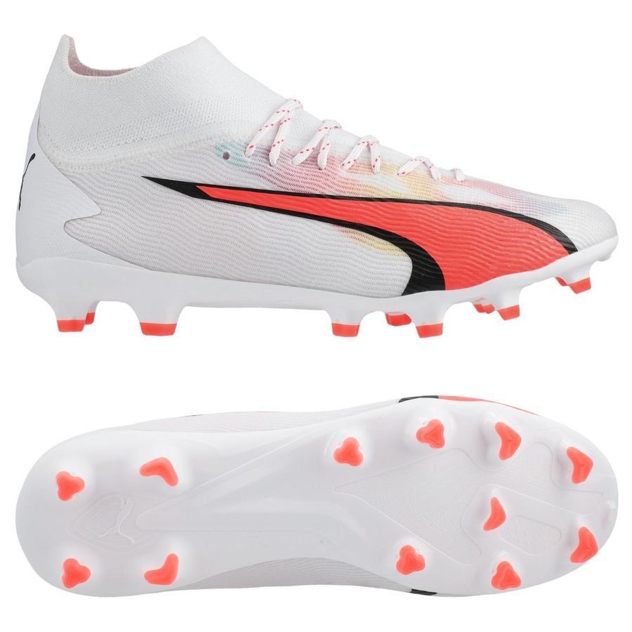 PUMA Ultra Pro FG/AG Breakthrough - Blanc/Noir/Fire Orchid Enfant
