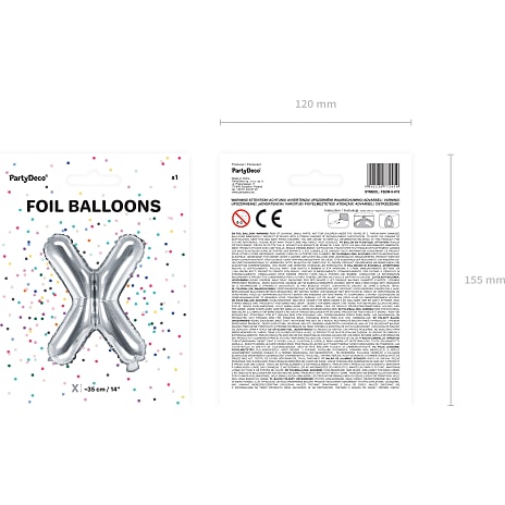 Folieballon 33 cm - X-bogstav - flere varianter - assorteret