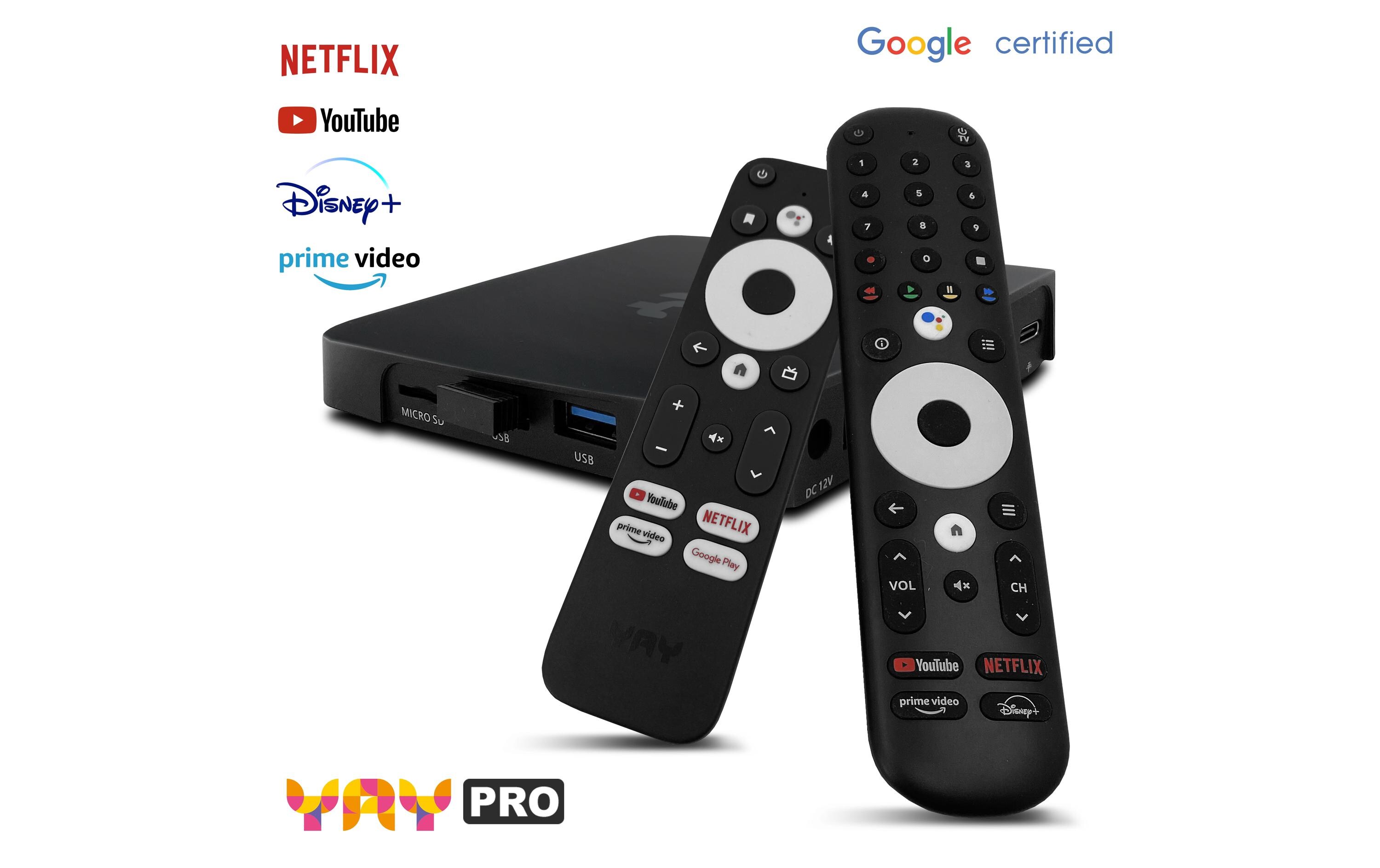 Yay Go Pro<br>High End Android TV Streaming Box – Chromecast integriert
