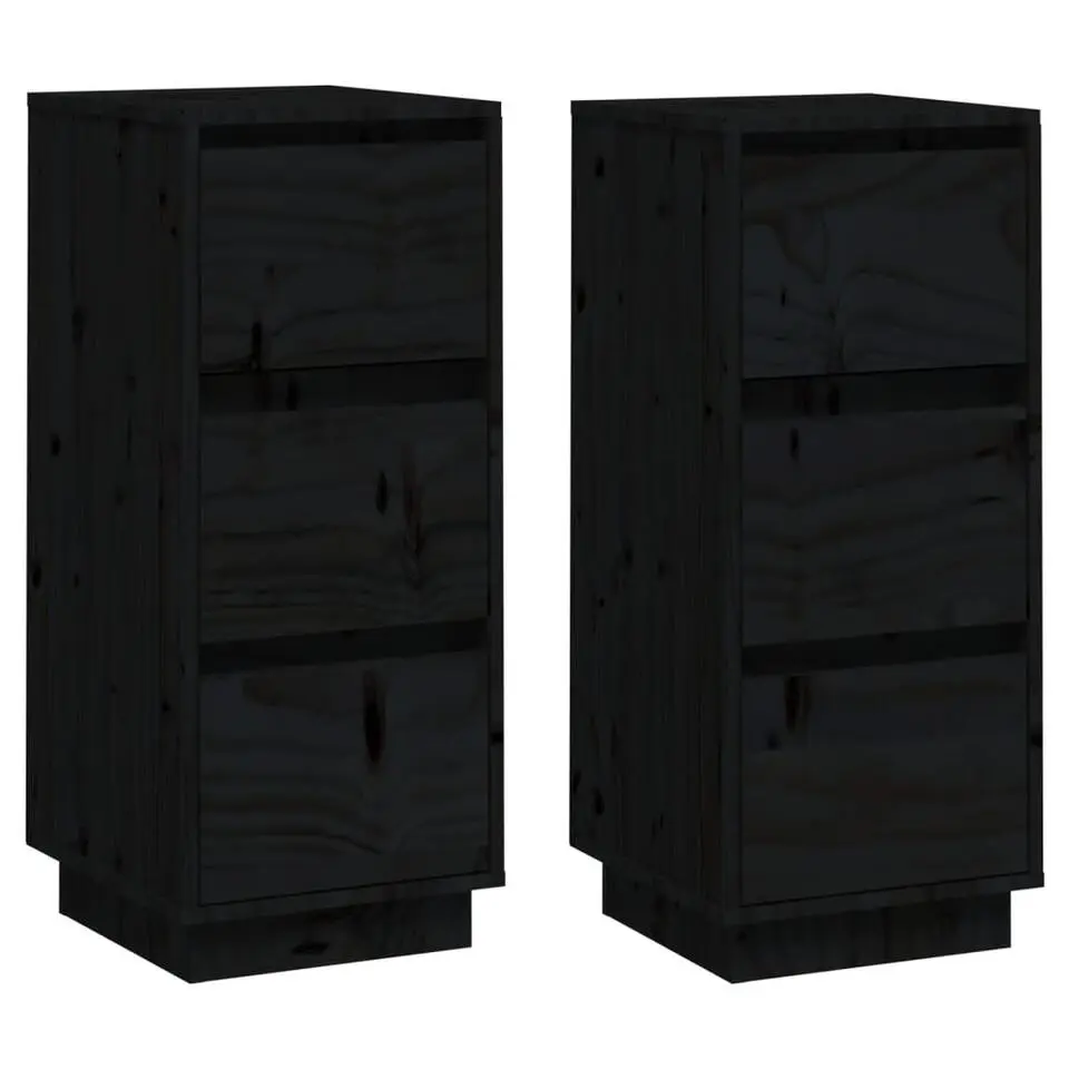vidaXL - Dressoir - Zwart - Grenenhout - 2 stuks