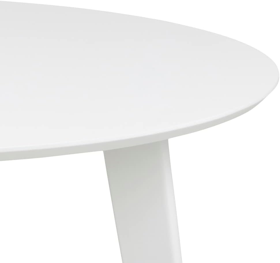 AC Design Furniture Roxanne Esstisch für 4 Personen in Weiß, Ø: 105 x H: 76 cm, Küchentisch mit Weißer Lackierung, Moderner Retro Stil für das Esszimmer, Esstisch Rund