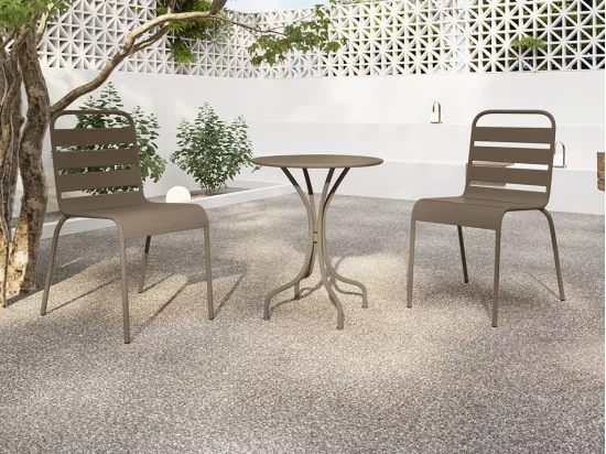 Lot de 2 chaises de jardin empilables en métal - Taupe - MIRMANDE de MYLIA