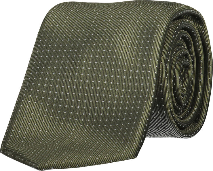 Lindbergh Polyester tie with dots 7 cm Olive