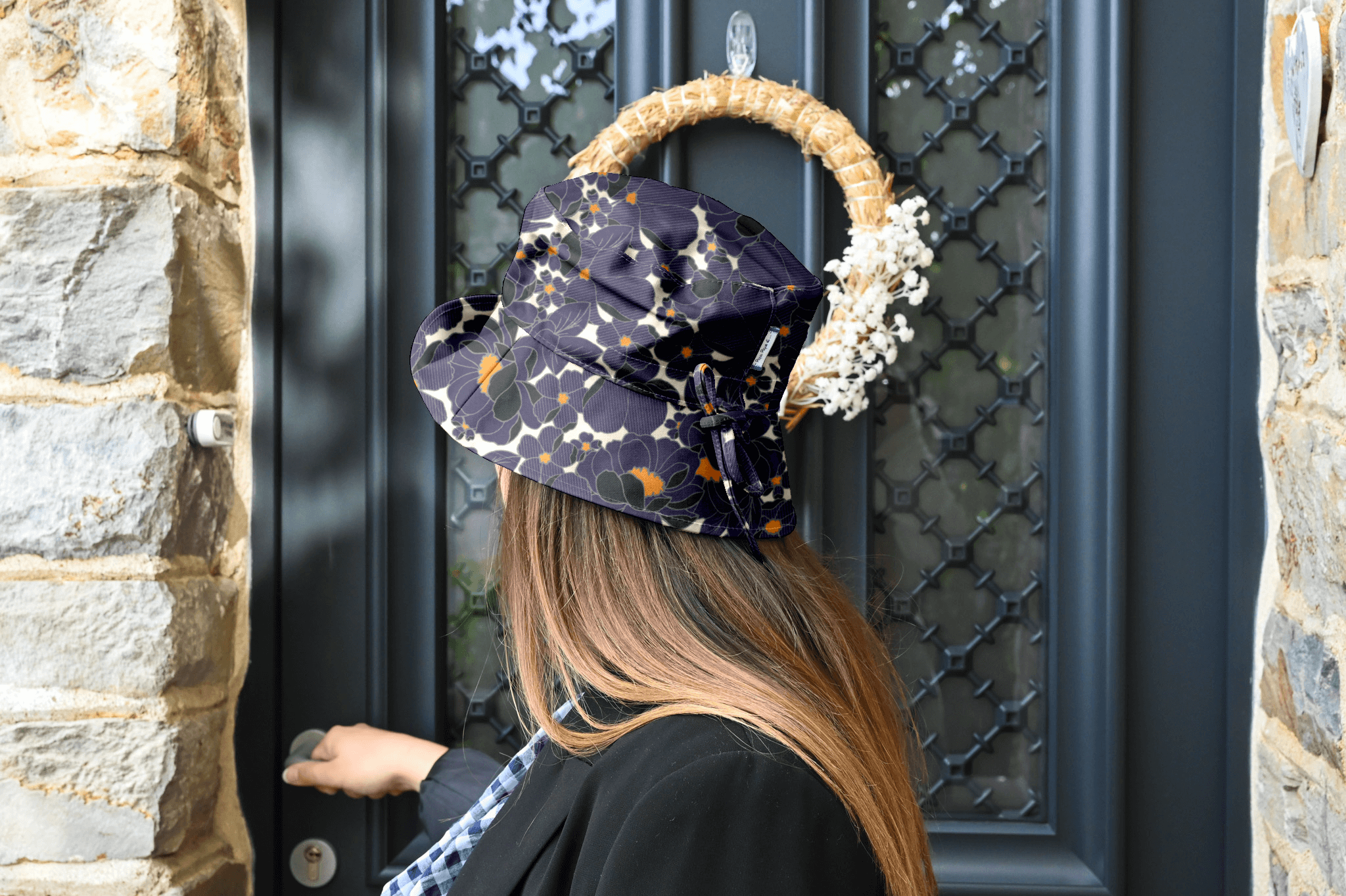 Chapeau Pluie Ajustable Femme T3 Pensées Marines