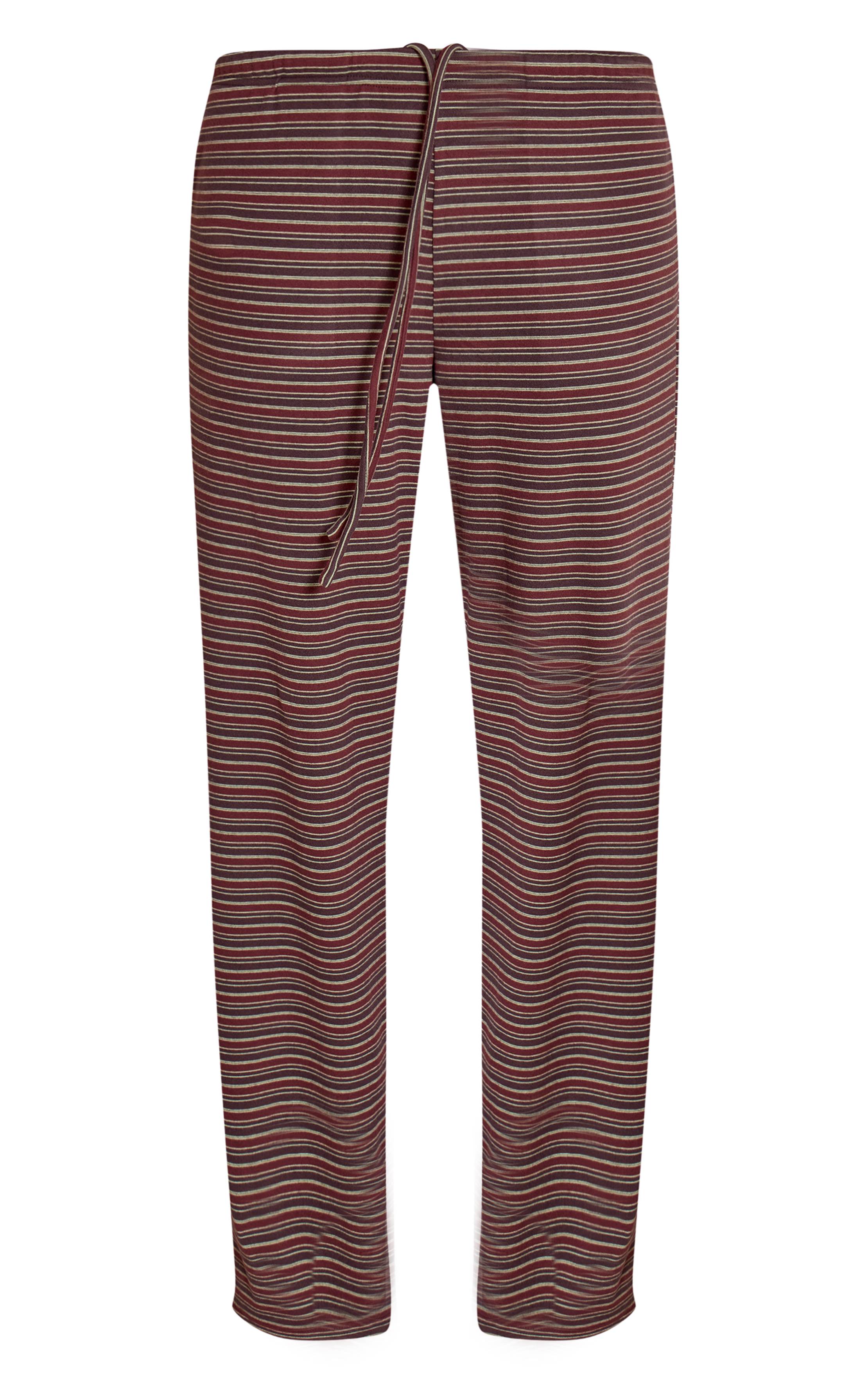 Rouge Bordeaux Pantalon Droit En Molleton Doux À Fines Rayures