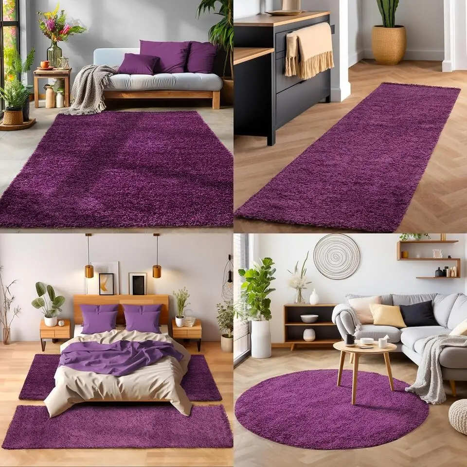 Basic Shaggy vloerkleed Paars Hoogpolig - 200x290 CM
