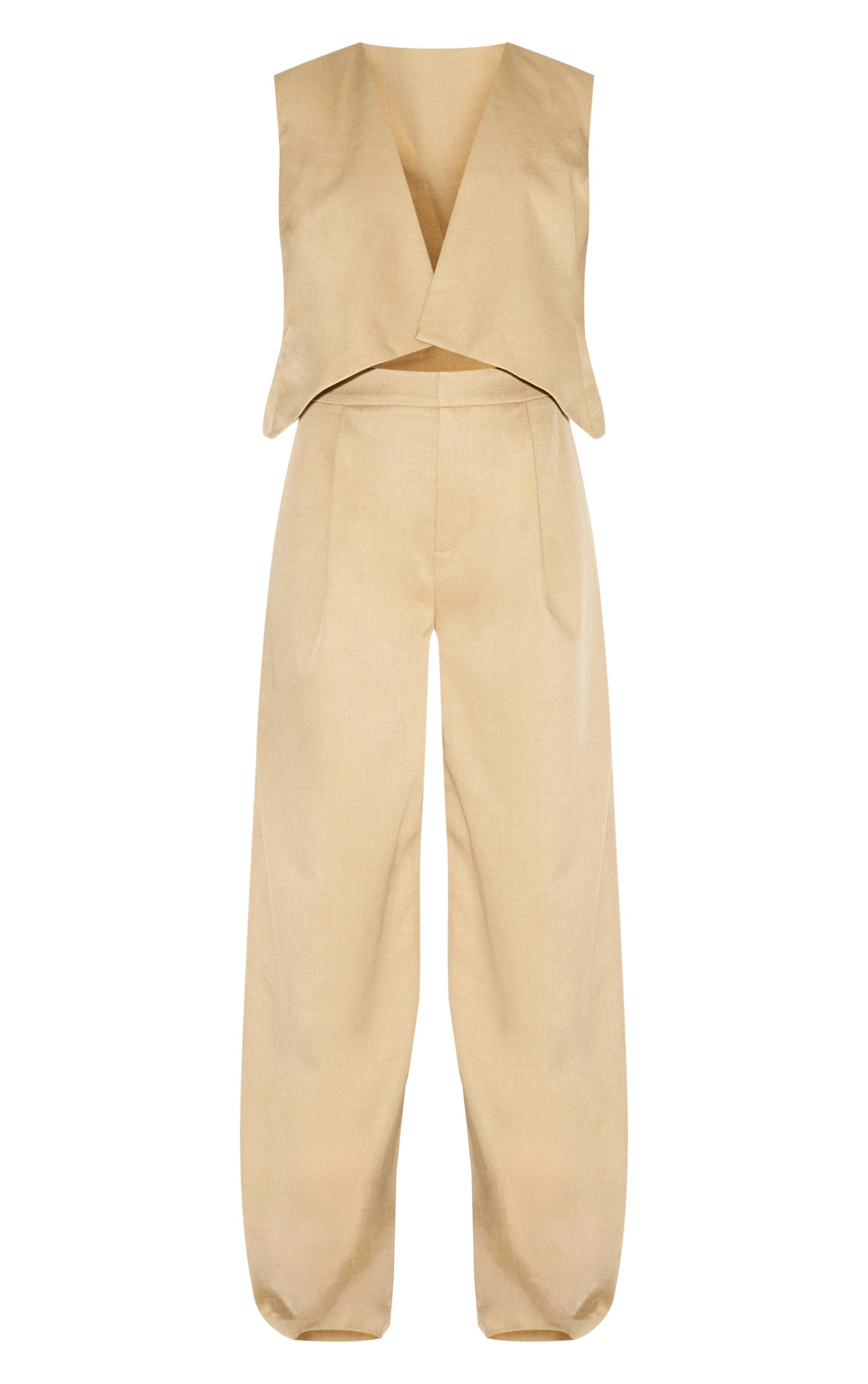 Camel Combinaison-pantalon Asymétrique À Gilet Ajusté En Tissu Tissé