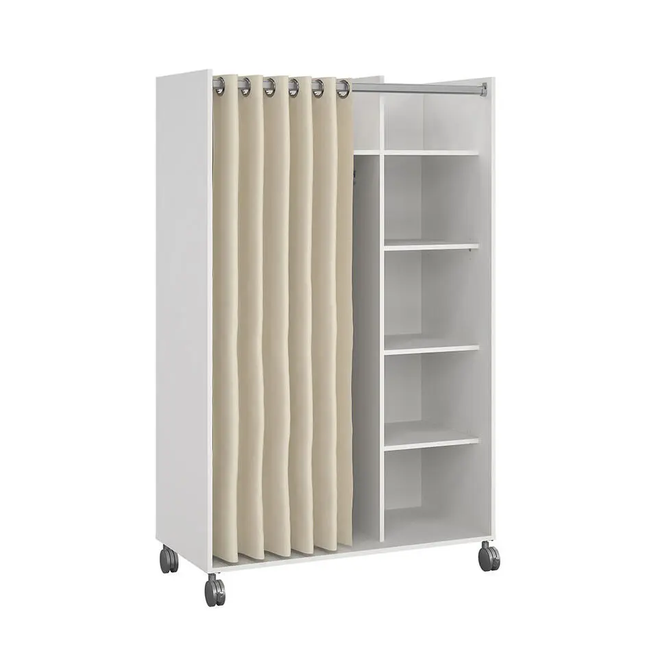 Hioshop Kit kledingkast 160x100x49cm- Open- garderobesysteem wit- beige