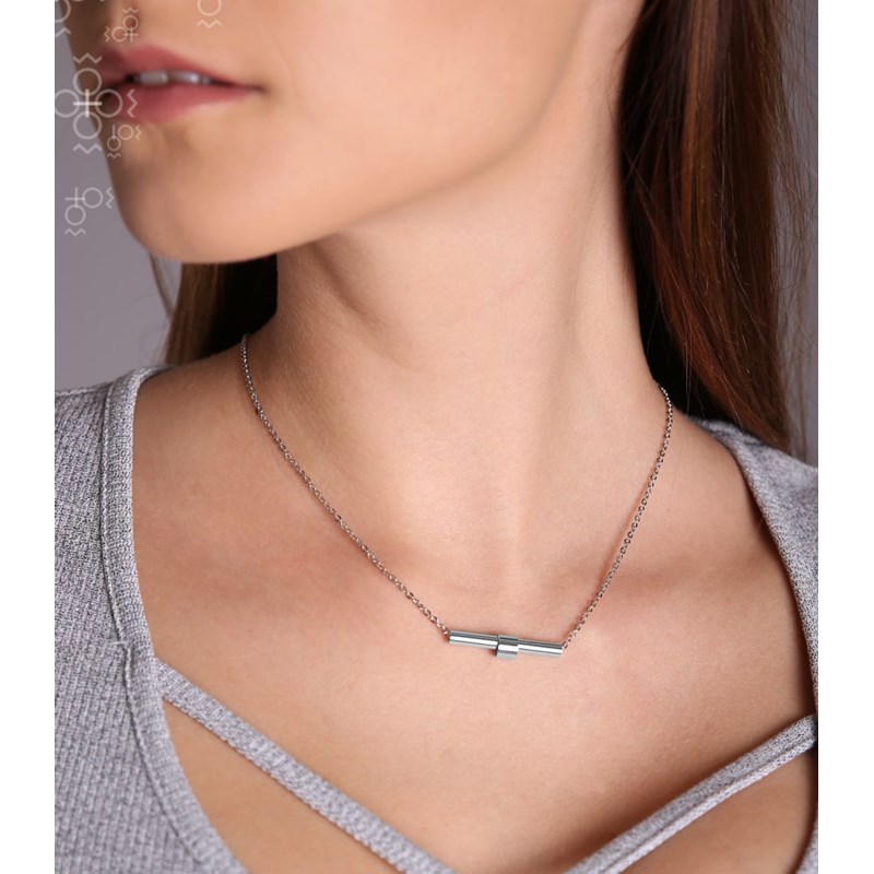 Collier ras du cou en plaqué Or Blanc et rhodié