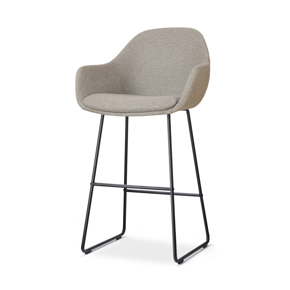 Barkruk Nino-Mae warm grijs - zwart onderstel - 75 cm