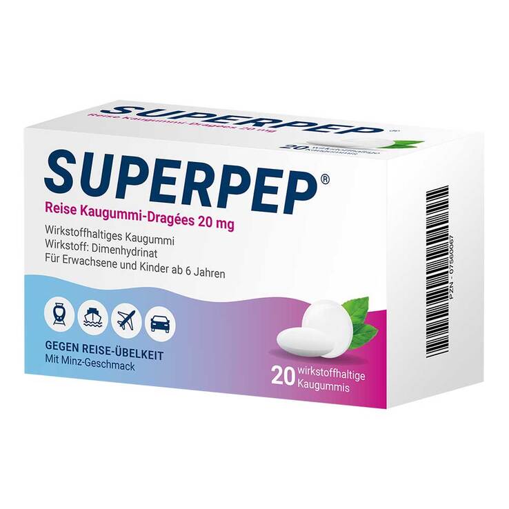SUPERPEP® Reise Kaugummi-Dragées, 20 St
