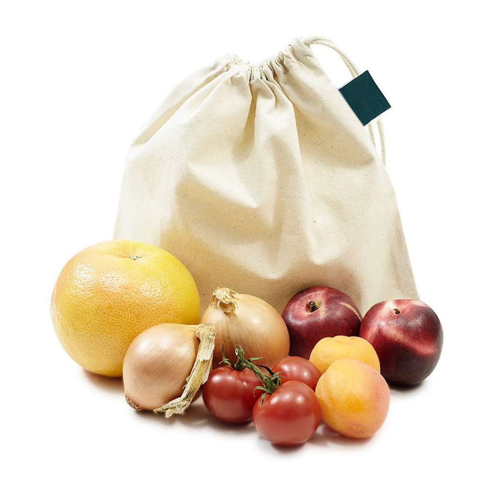 (8er Set) Wiederverwendbare Baumwolle Netztaschen Gemüse / Obst Beutel - Beige
