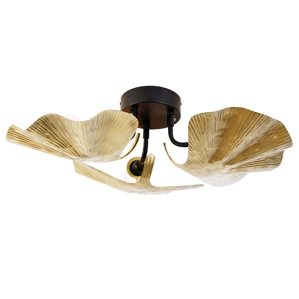 Oosterse plafondlamp messing met zwart 3-lichts - Louka