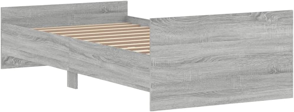 Bettgestell, Seniorenbett Polsterbett Bettsystem Bett Geeignet für Hotel Wohnung Gästezimmer Schlafzimmer Grau Sonoma 100x200 cm Holzwerkstoff