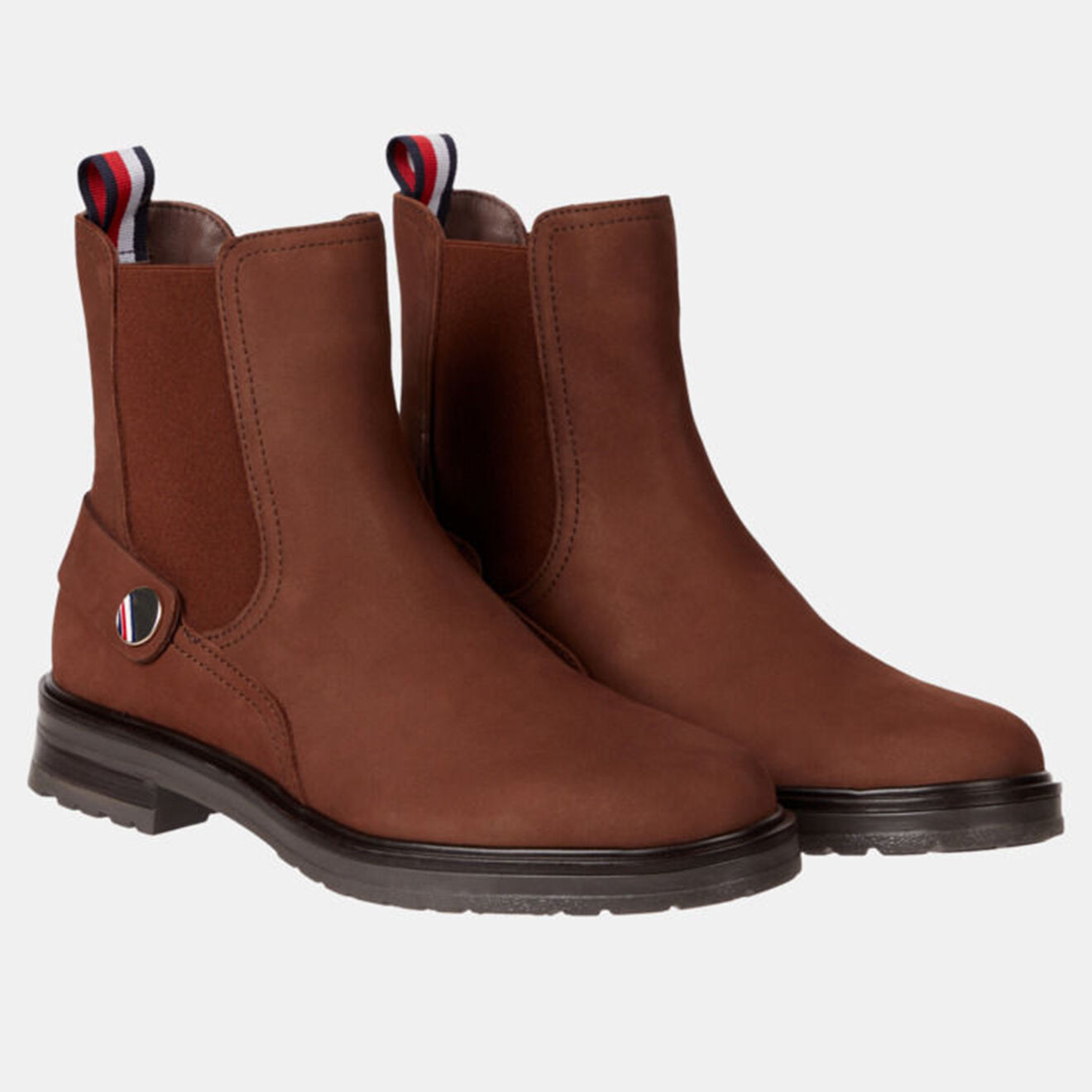 Tommy Hilfiger Chelsea boots en Velours de Cuir Bijoux marron
