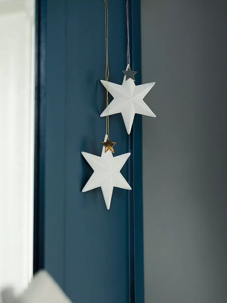 RAEDER Weihnachts Porzellanstern Goldstern 10cm Weiss weiss