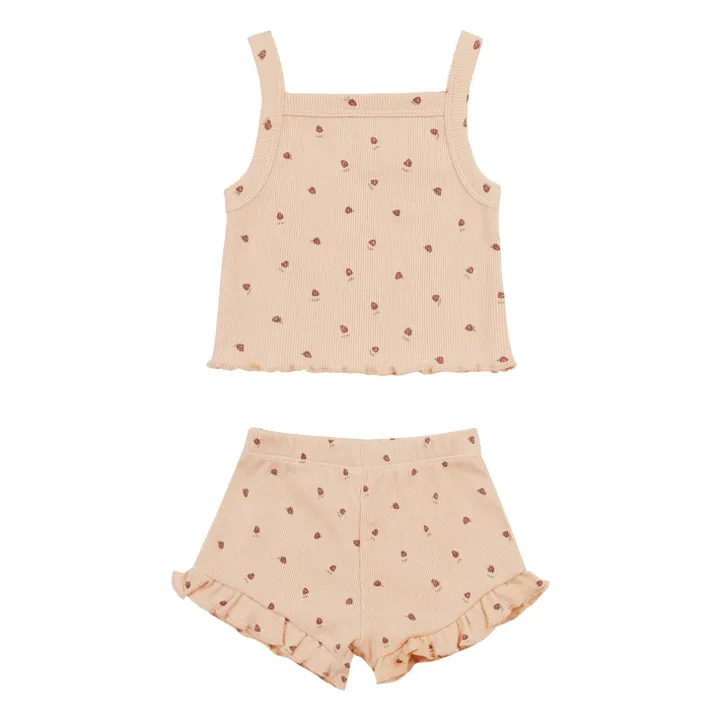 Quincy Mae Débardeur et Short Evie Fraises | Beige rosé
