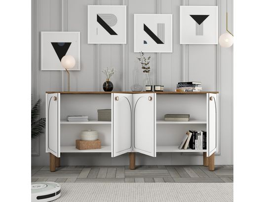 CONCEPT1 - Bahut Bohem blanc 180 x 35 x 84cm