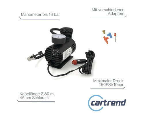 Kleine compressor, manometer tot 10 bar, elektrische luchtpomp