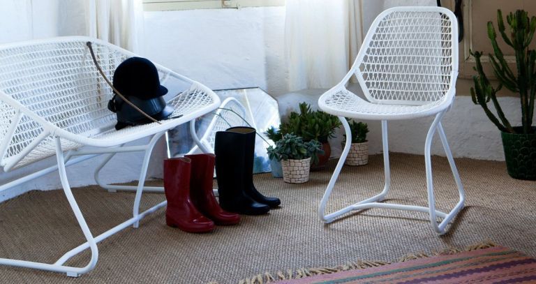 Fermob Sixties tuinstoel onderstel Cotton White, zitting Cotton White