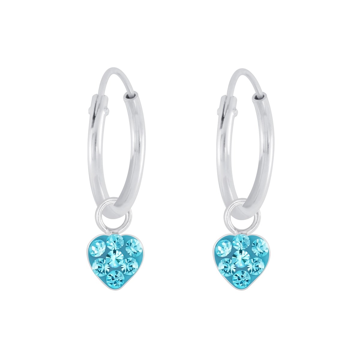 Boucles d'oreilles enfant Coeur en cristal en argent 925