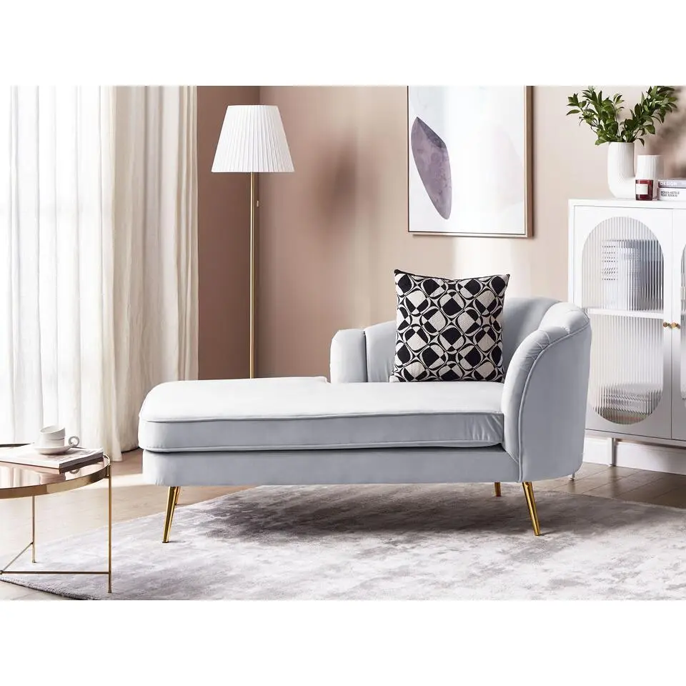 ALLIER - Chaise longue - Grijs - Rechterzijde - Fluweel