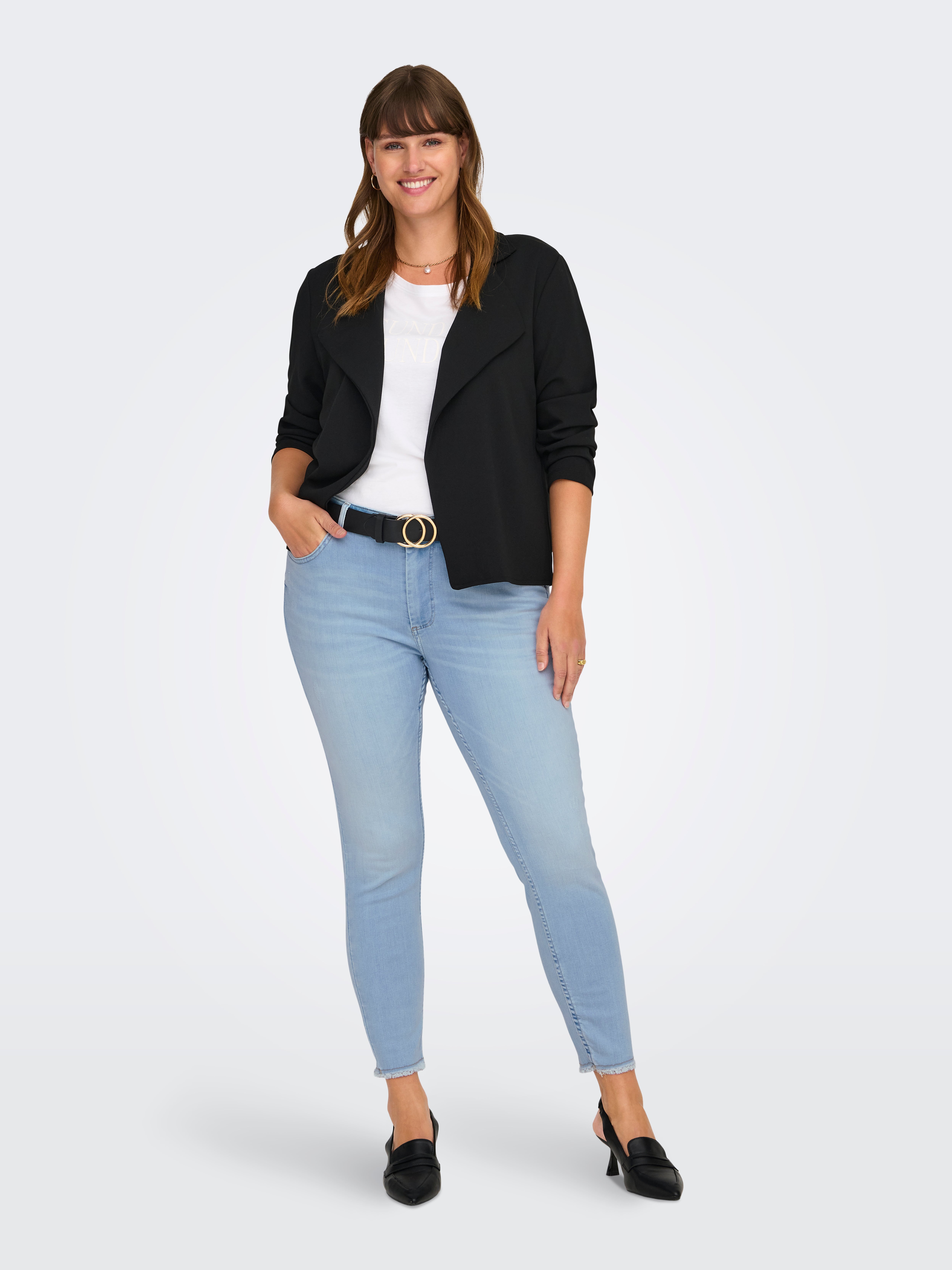 CARWILLY Skinny Fit Jeans Light Blue Bleached Denim