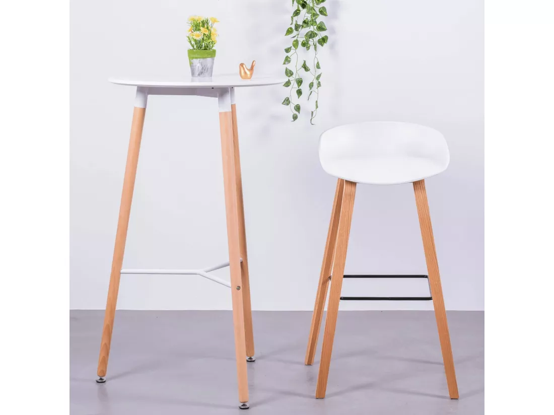 Table haute de style Nordic (102cm) - Palermo - Blanc