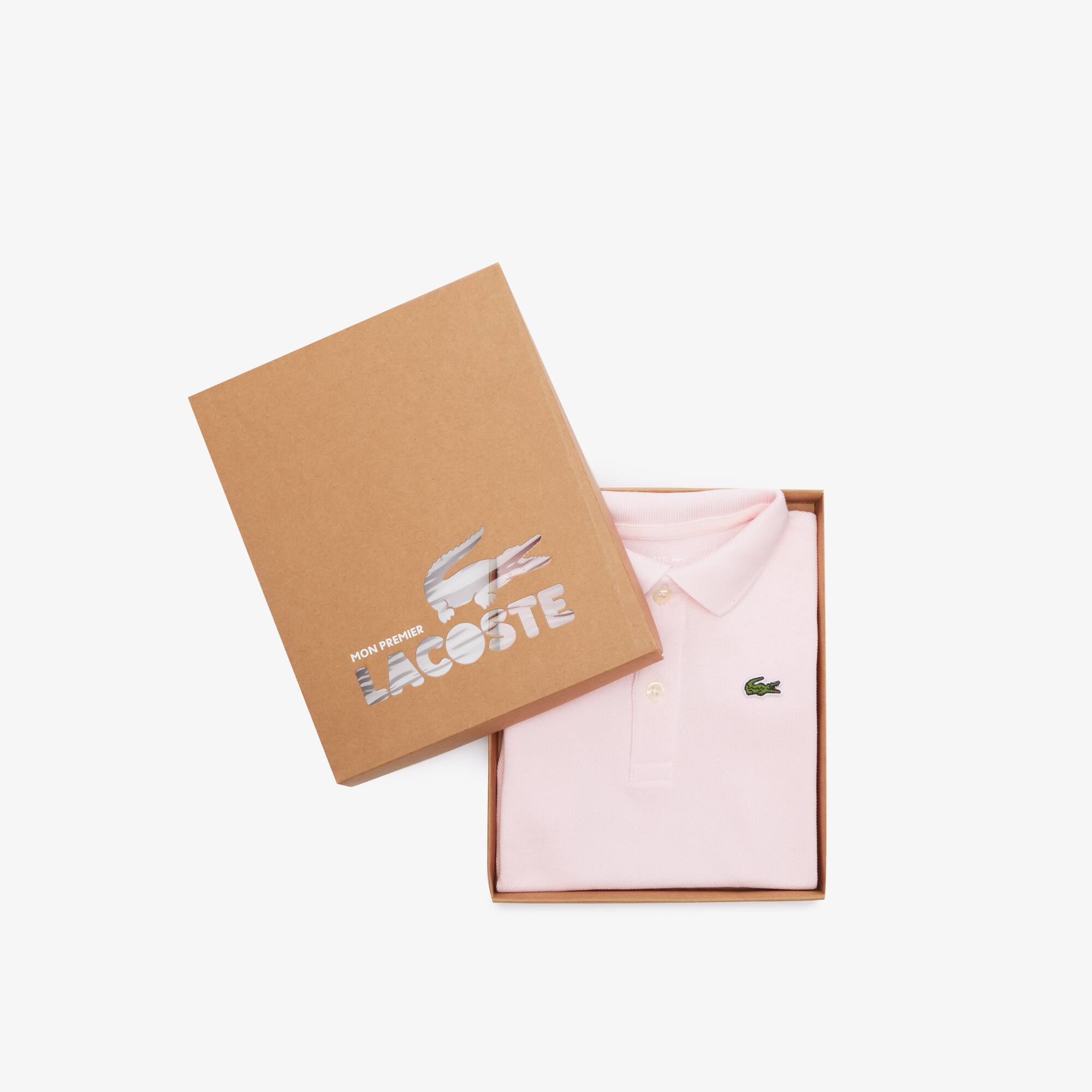 Baby-Box-Set mit Strampler aus Bio-Baumwolle in recycelter Box. Geschenkboxen - Rosa - Lacoste - Kinder
