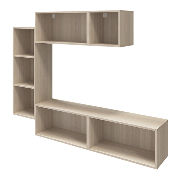 Meuble TV 4 tiroirs effet chêne GoodHome Atomia H. 150 x L. 225 x P. 37 cm