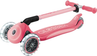 Globber Primo Sammenleggbar Plus Lights V2 3-hjuls Sparkesykkel, Coral Pink