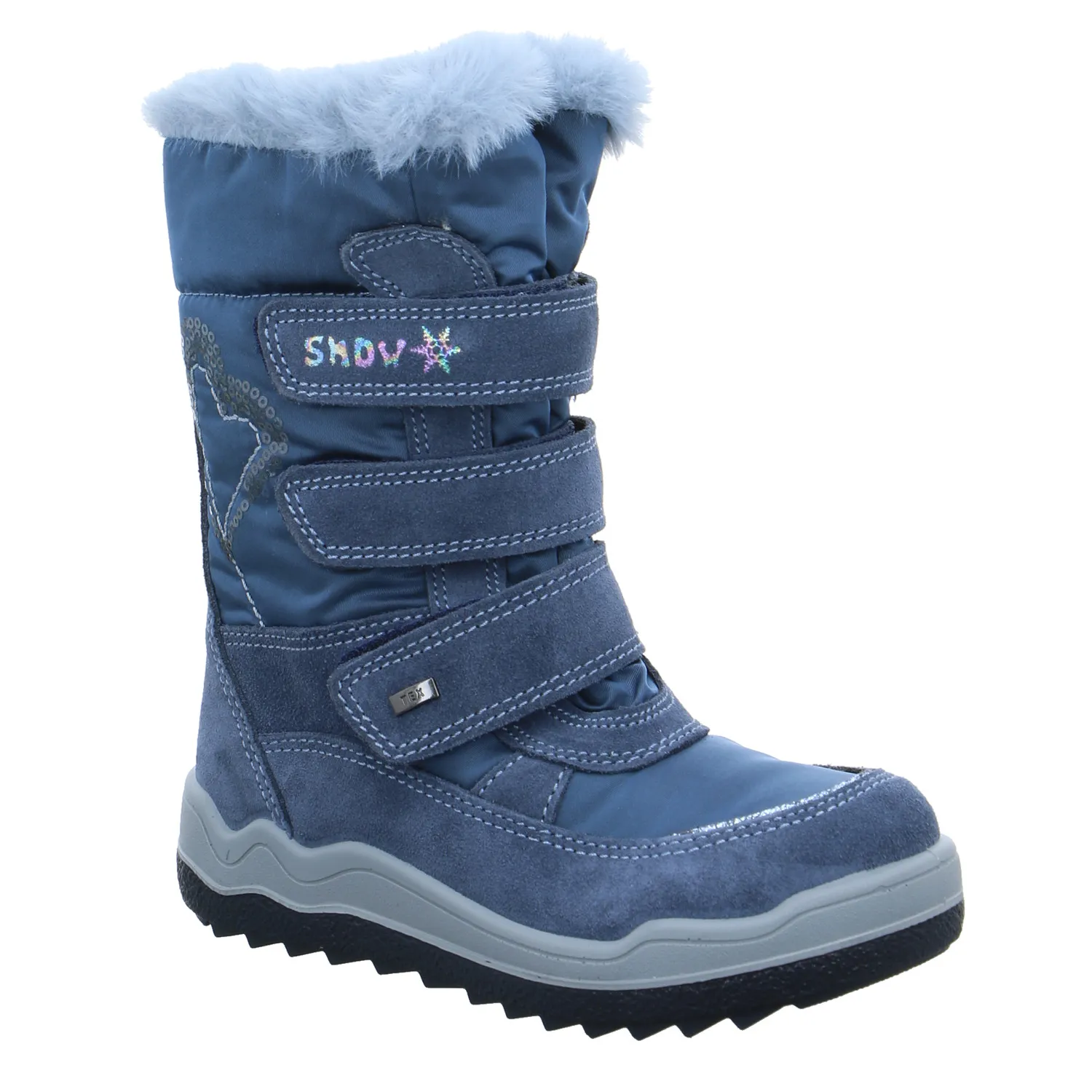 SCHUHENGEL Mädchen-Snowboot Membrane Blau Leder  Stiefel