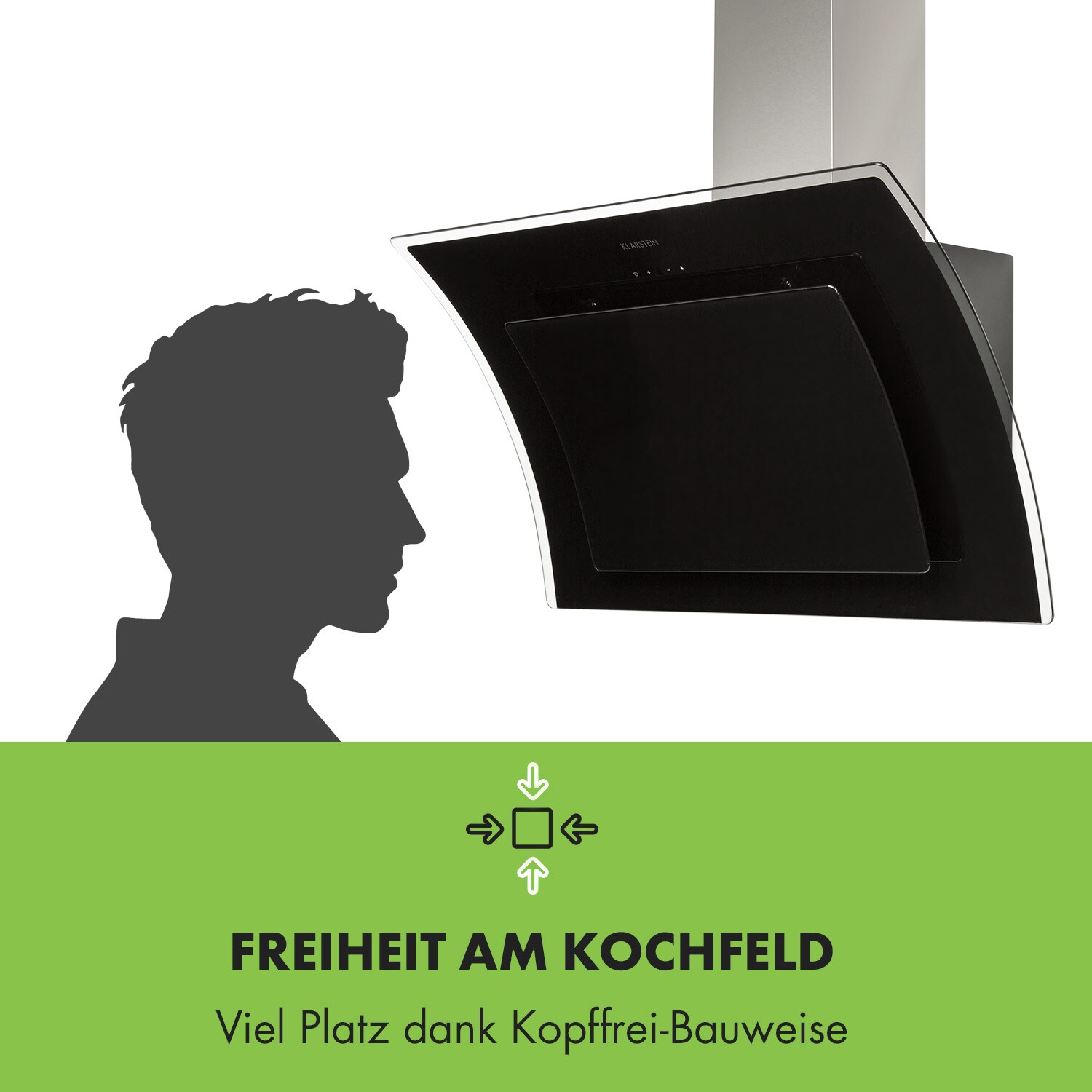 Sabia 90 Dunstabzugshaube 90cm 600m³/h LEDs 3 Leistungsstufen schwarz Schwarz