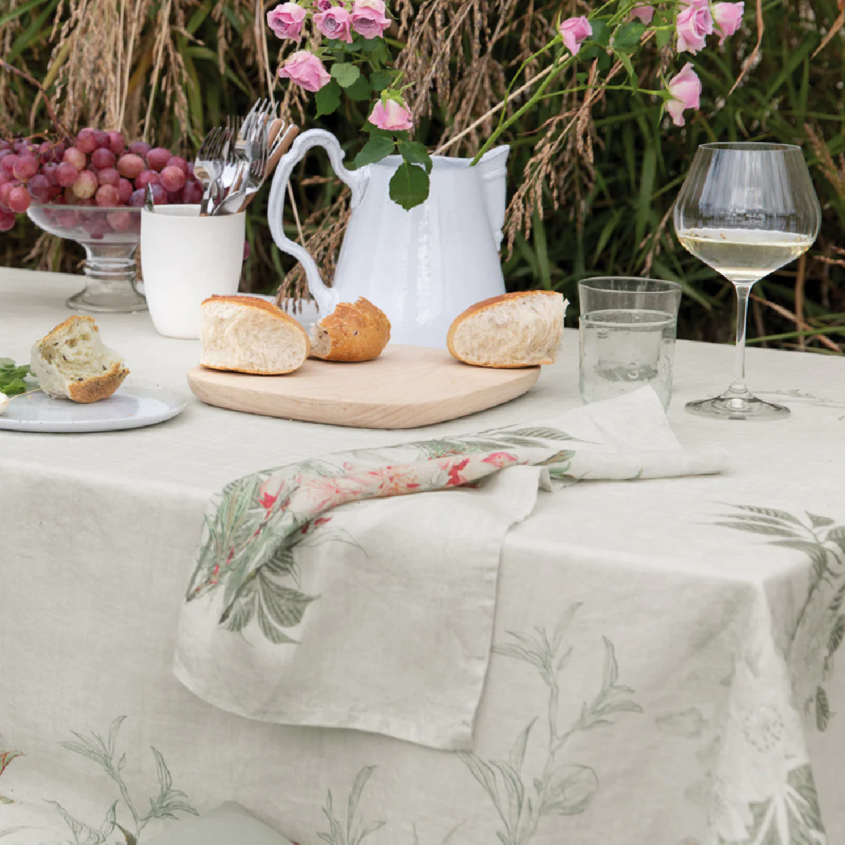 Nappe pur lin multicolore 155x225 Garnier Thiebaut
