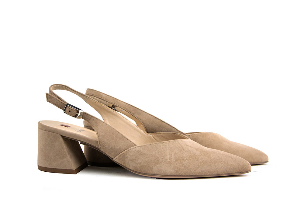 Hogl Slingback Pump Taupe Samtkid