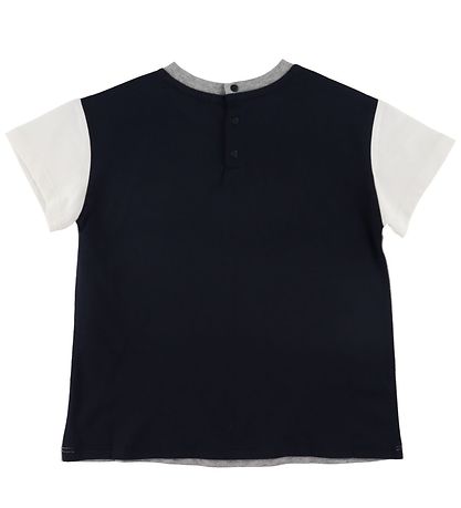 Emporio Armani T-Shirt - Grau Meliert/Navy m. Weiß
