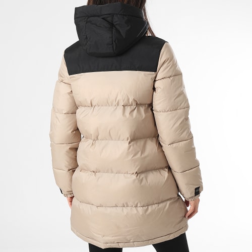Doudoune Capuche Longue Femme Ohio Beige Noir