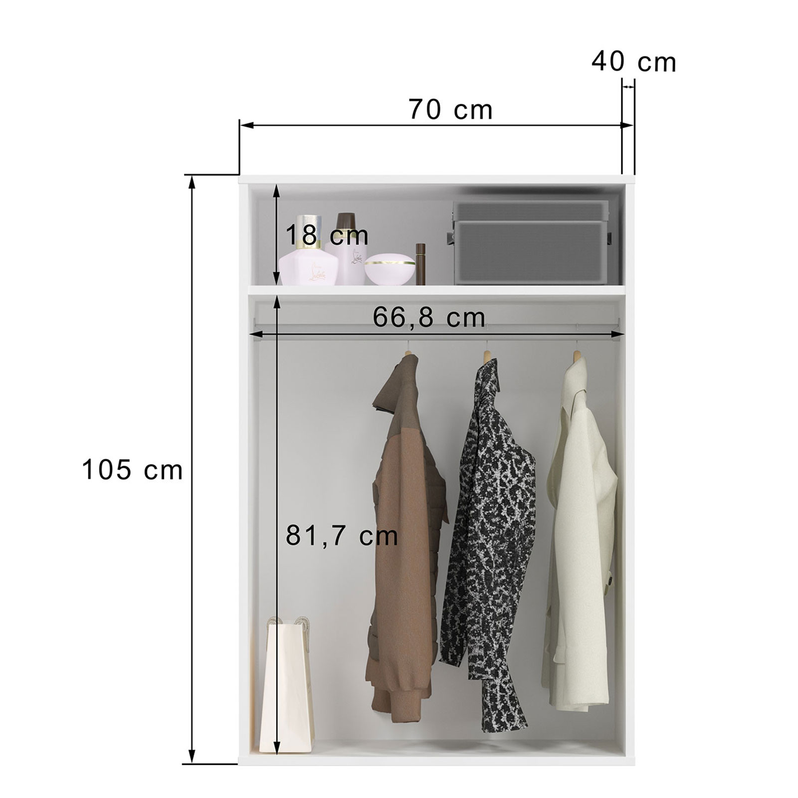 Garderobenaufsatz MOVER - weiß - 68x105 cm