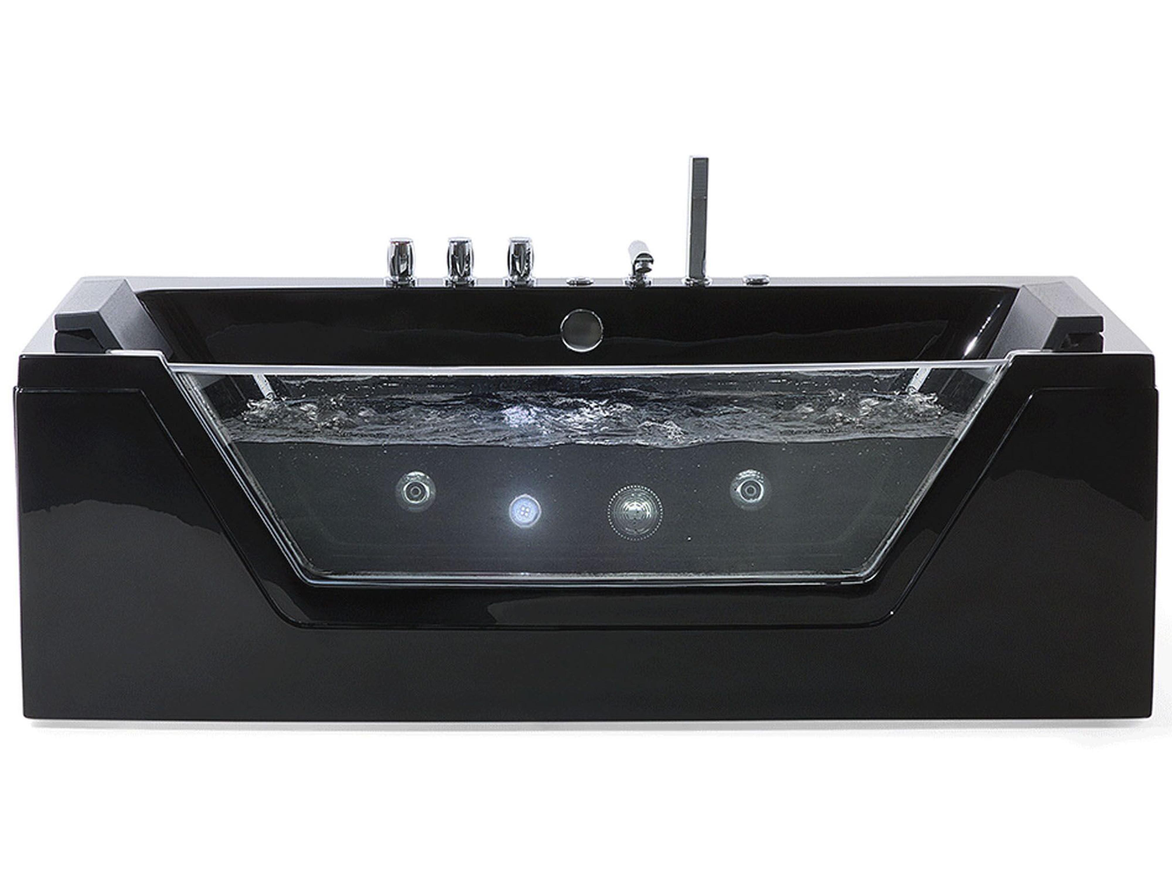 Hoek bubbelbad met LED SAMANA 174 x 79 cm Zwart
