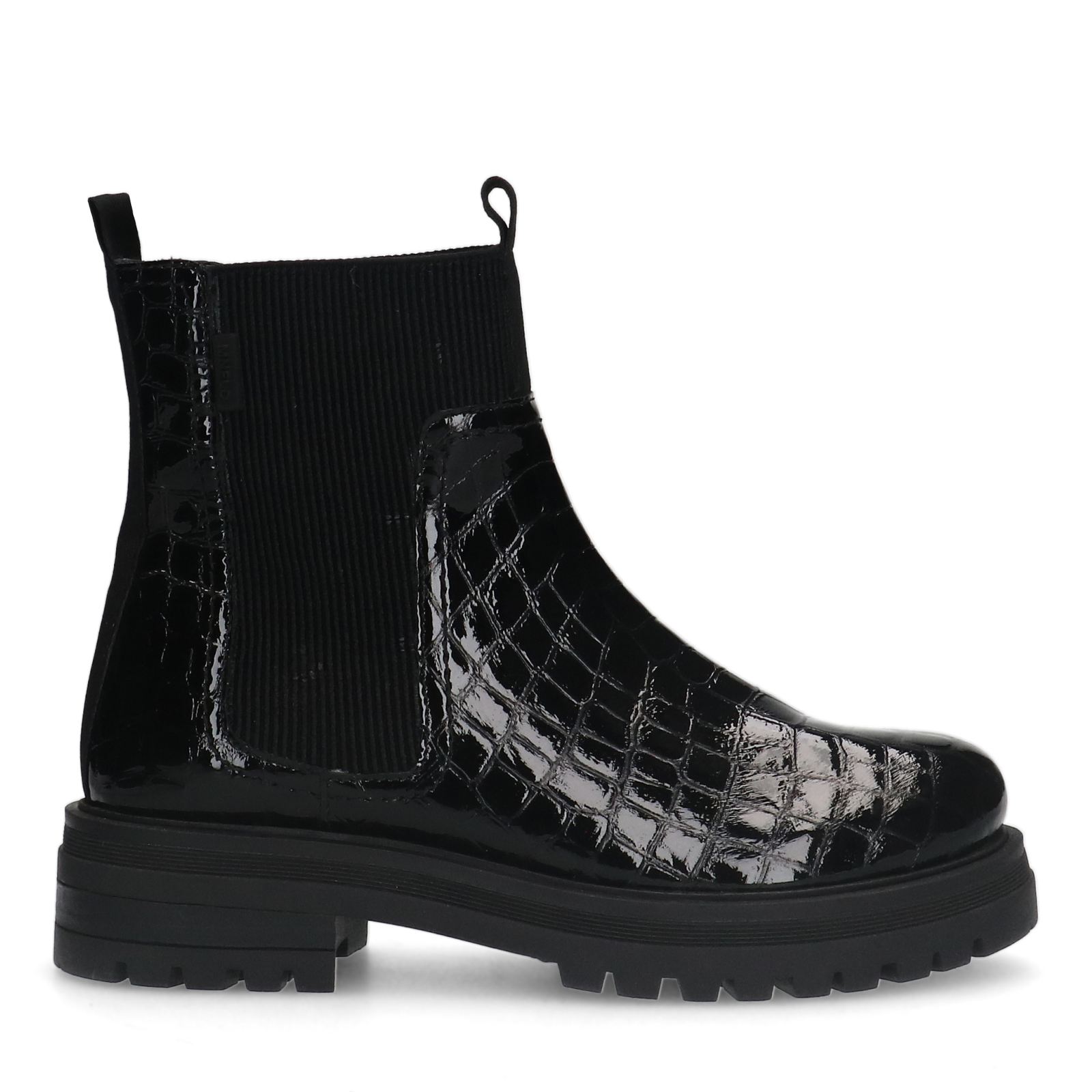 Zwarte leren croco chelsea boots